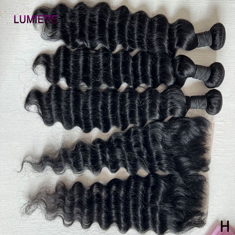 Deep Wave 3 Bundles With Closure - Topkwaliteit losse deep wave bundels met