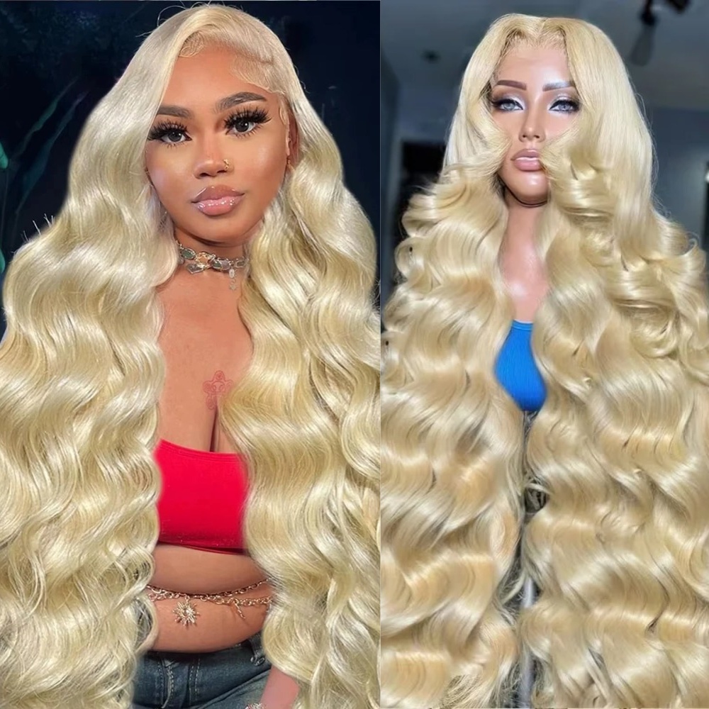 613 Blonde Body Wave Lace Front Wig - 26 30 Inch 613 Blonde Pruiken
