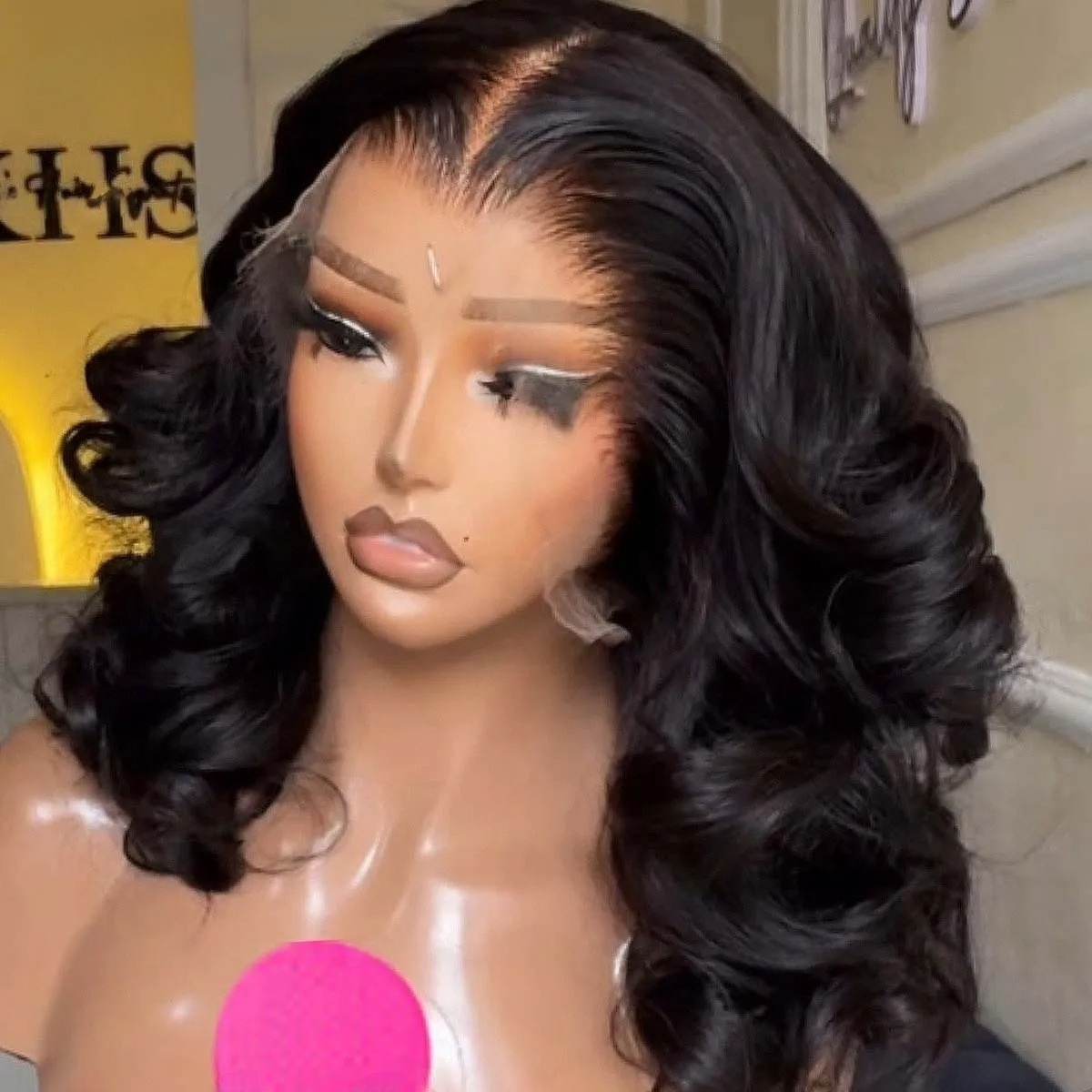 Pre Parted 13X4 Lace Front Bob Wig - Zwarte korte bob pruik met body