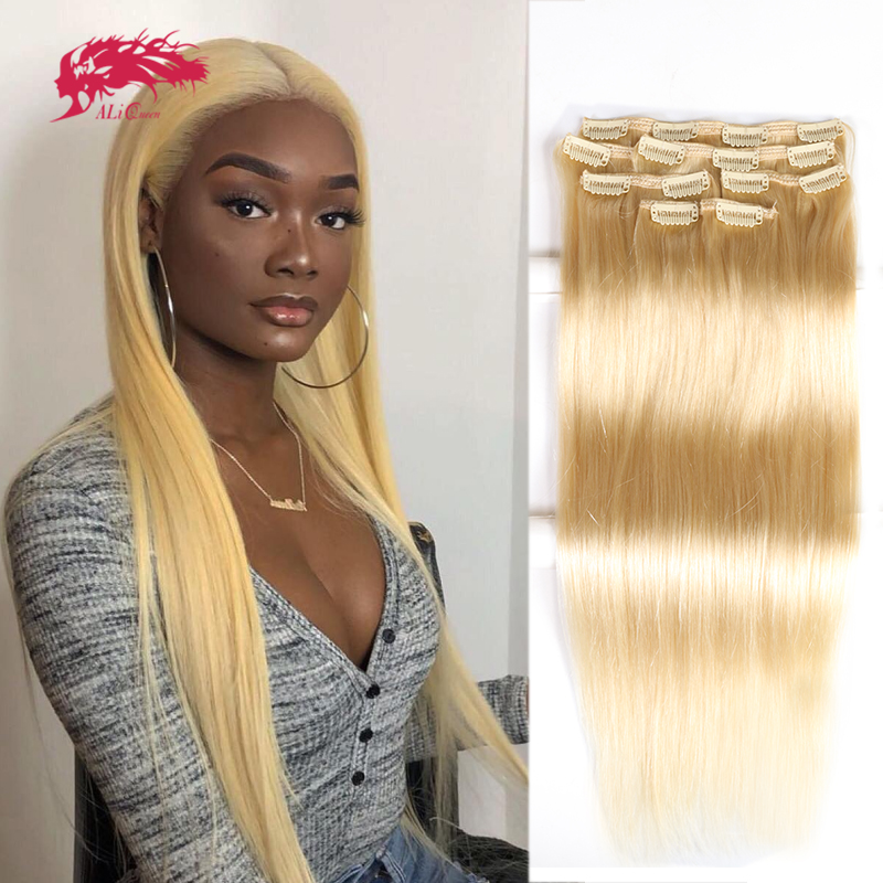 Seamless Clip In Hair Extensions Human Hair - Ali Queen 7-delige clip-in hairextensions Echt