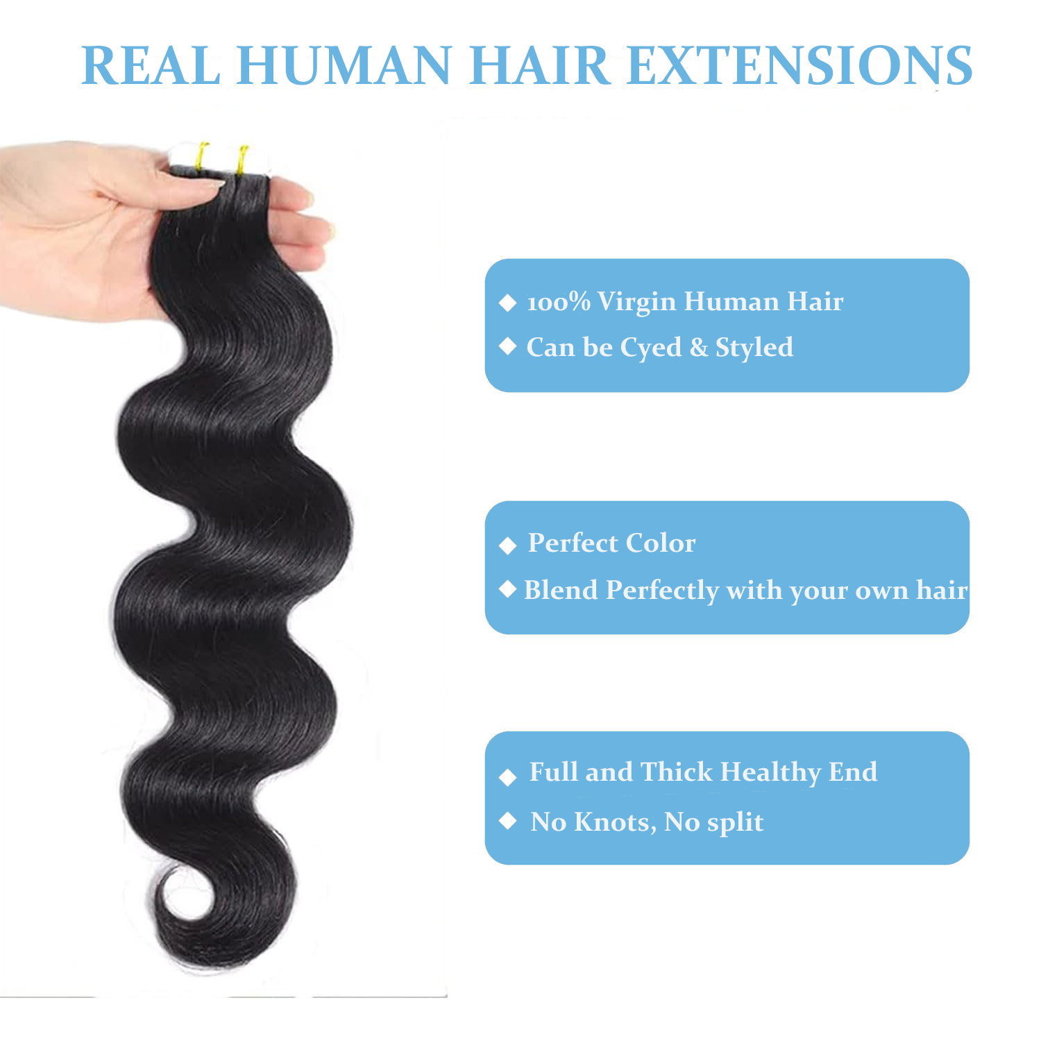 Body Wave onzichtbare tape in  - Invisible Tape In Extensions Real Hair recensie en prijs