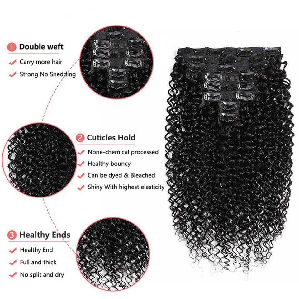Kinky Curly Clip-in Haarverlen - Seamless Clip In Hair Extensions Human Hair recensie en prijs