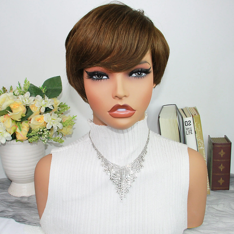 Chocoladebruine Pixie Cut Prui - Short Pixie Cut Wig Human Hair Cheap recensie en prijs