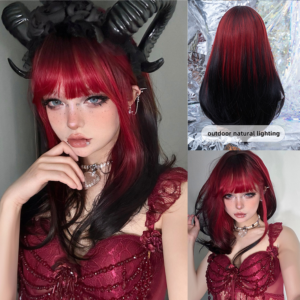 20 inch sexy zwart rood ombre  - Synthetic Braided Wigs For Black Women recensie en prijs